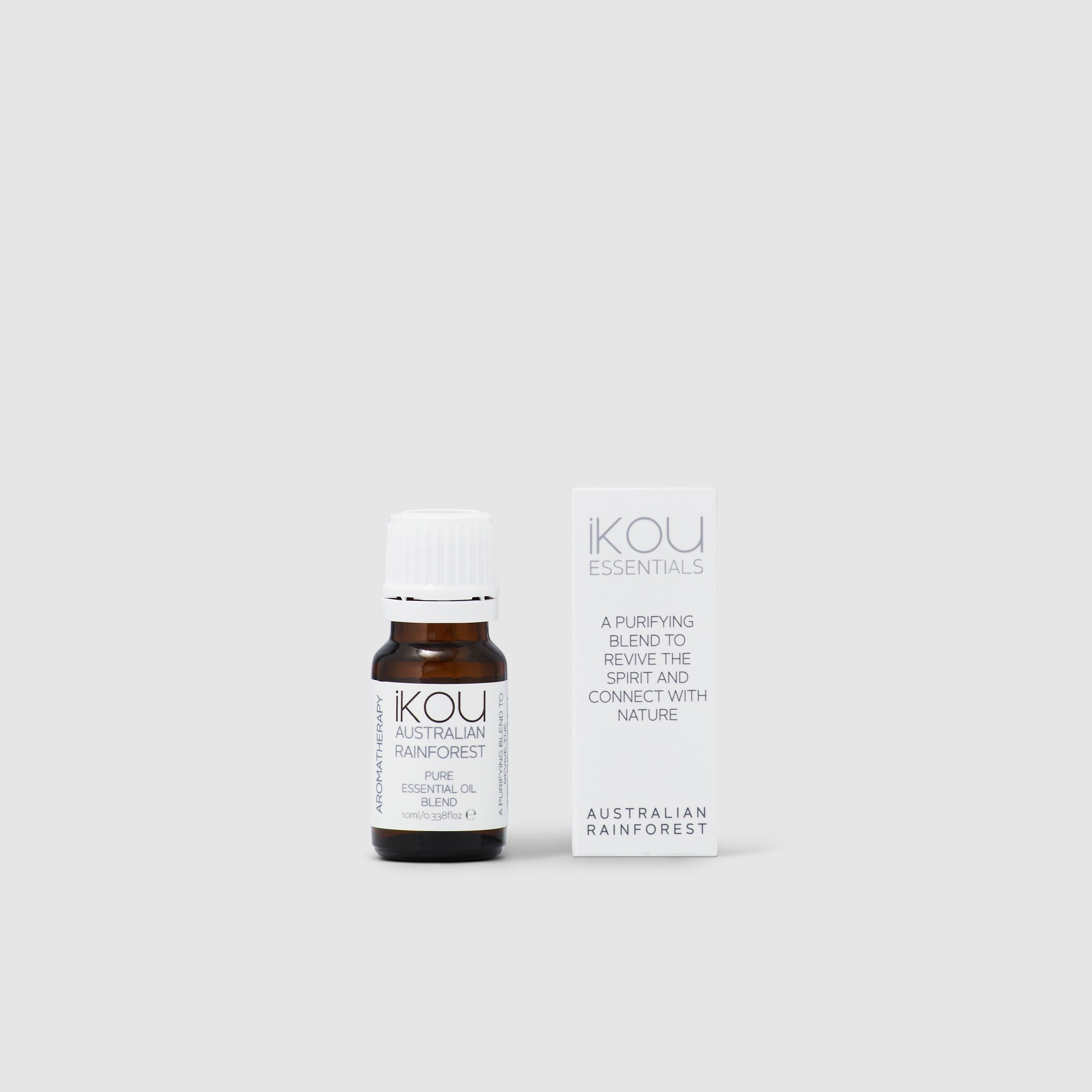 Ikou Essentials Australian Rainforest essential oil bottle on a white background