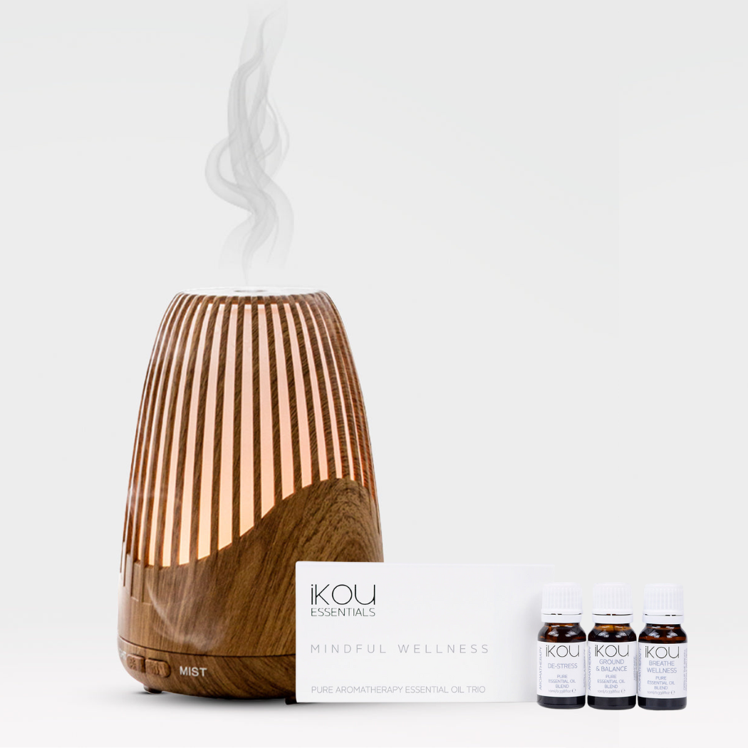 Diffuser with Mindful Wellness Essential Oil Trio - IKOU