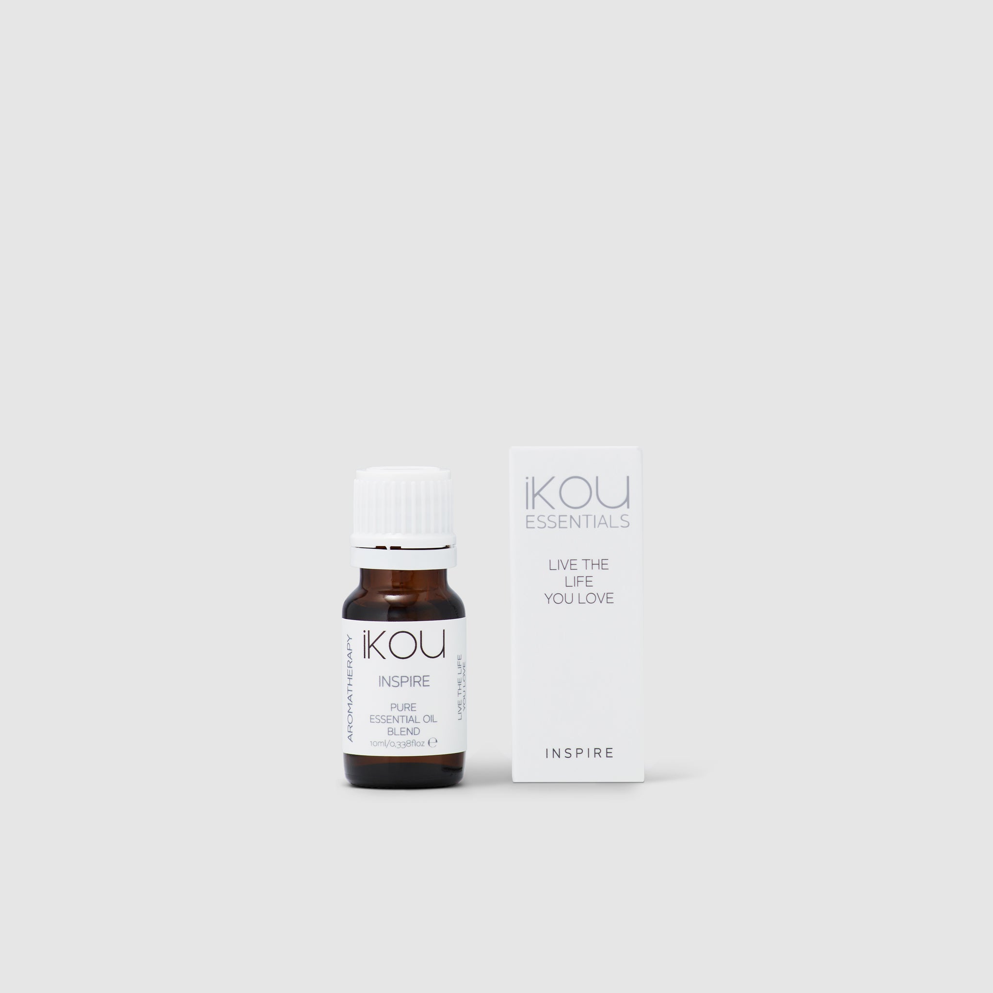 Ikou Essentials oil bottle and packaging on a white background