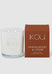 Sandalwood & Cedar candle with packaging on a white background