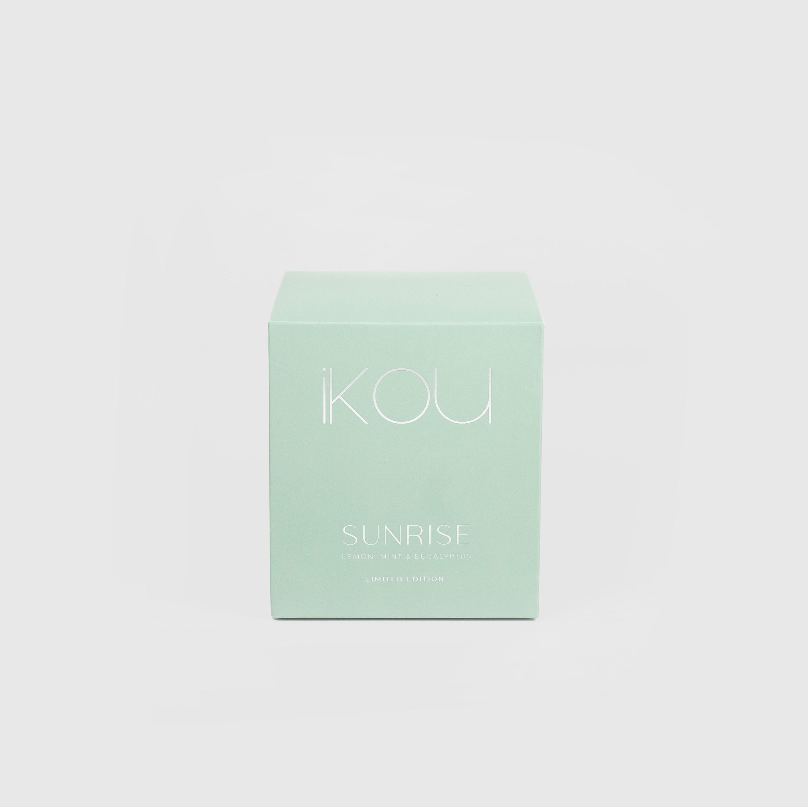 Mint green box with 'IKOU' branding on a light gray background