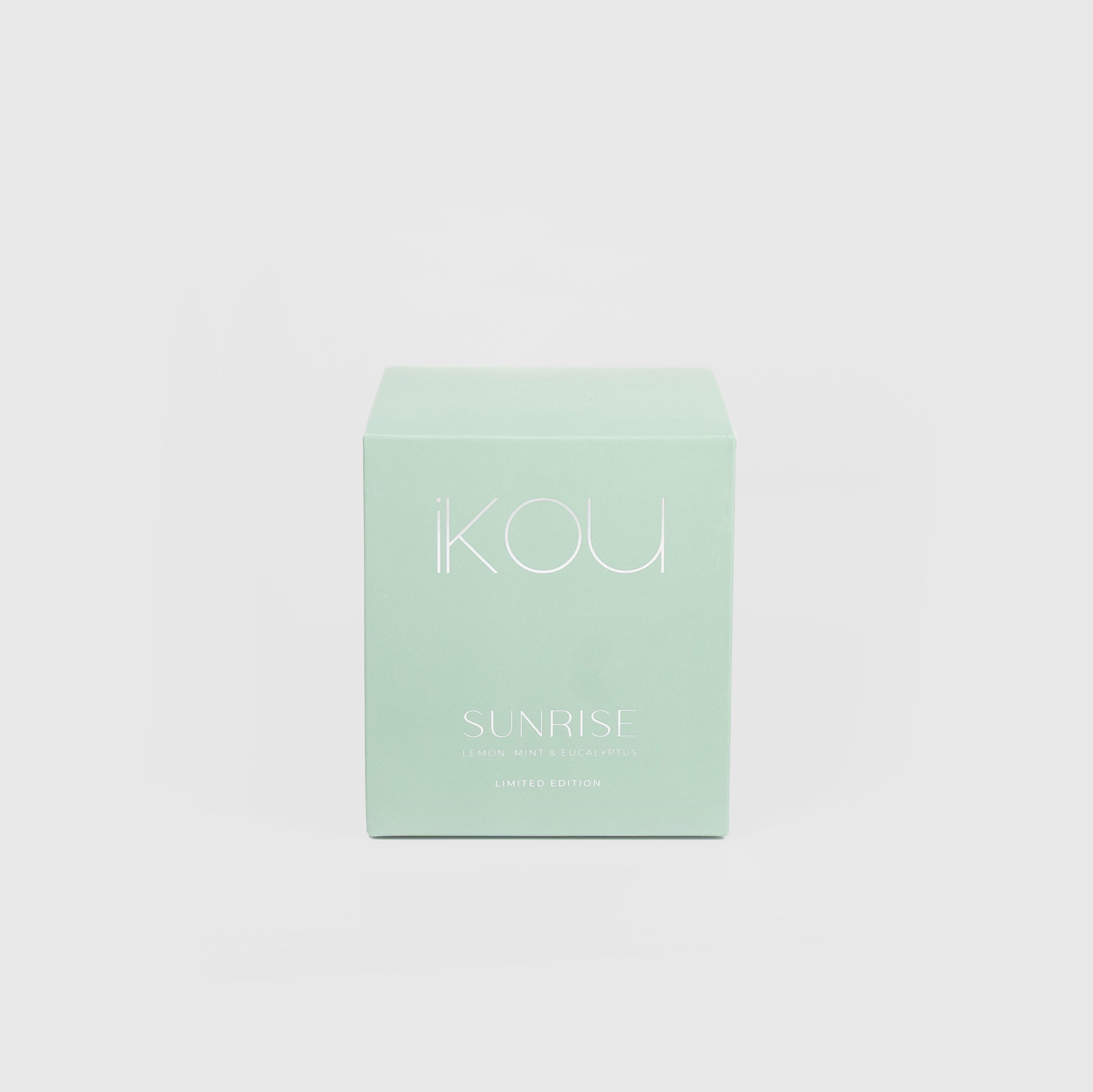 Mint green box with 'IKOU' branding on a light gray background