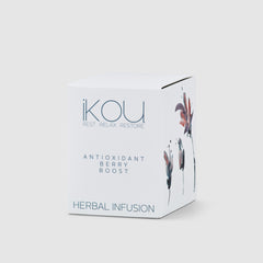 Box of ikou antioxidant berry boost herbal infusion on a white background