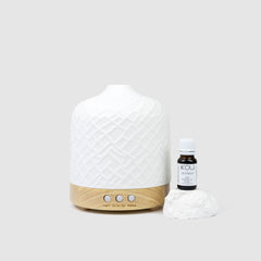 White Ceramic & Bamboo Ultrasonic Aroma Diffuser - IKOU