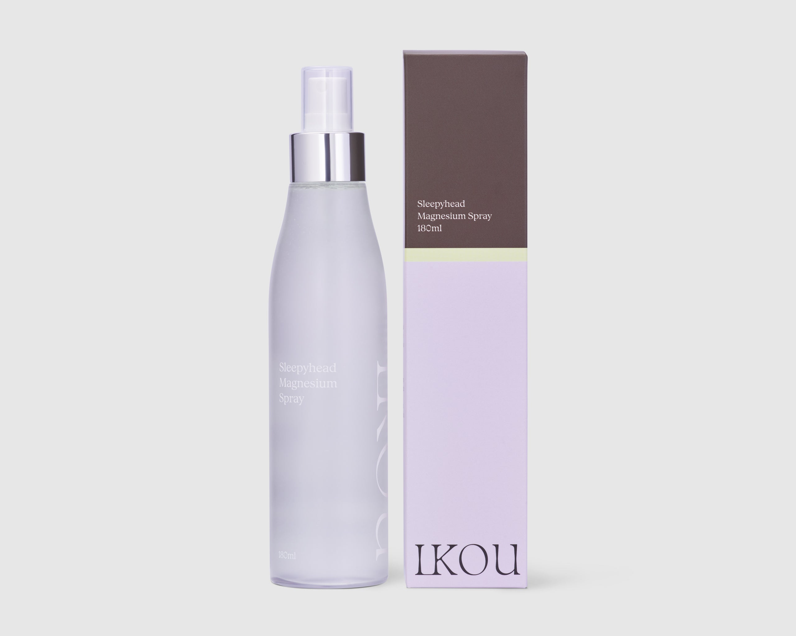 IKOU Sleepyhead Magnesium Spray for bath and body, featuring a spray bottle with calming magnesium formula for relaxation.