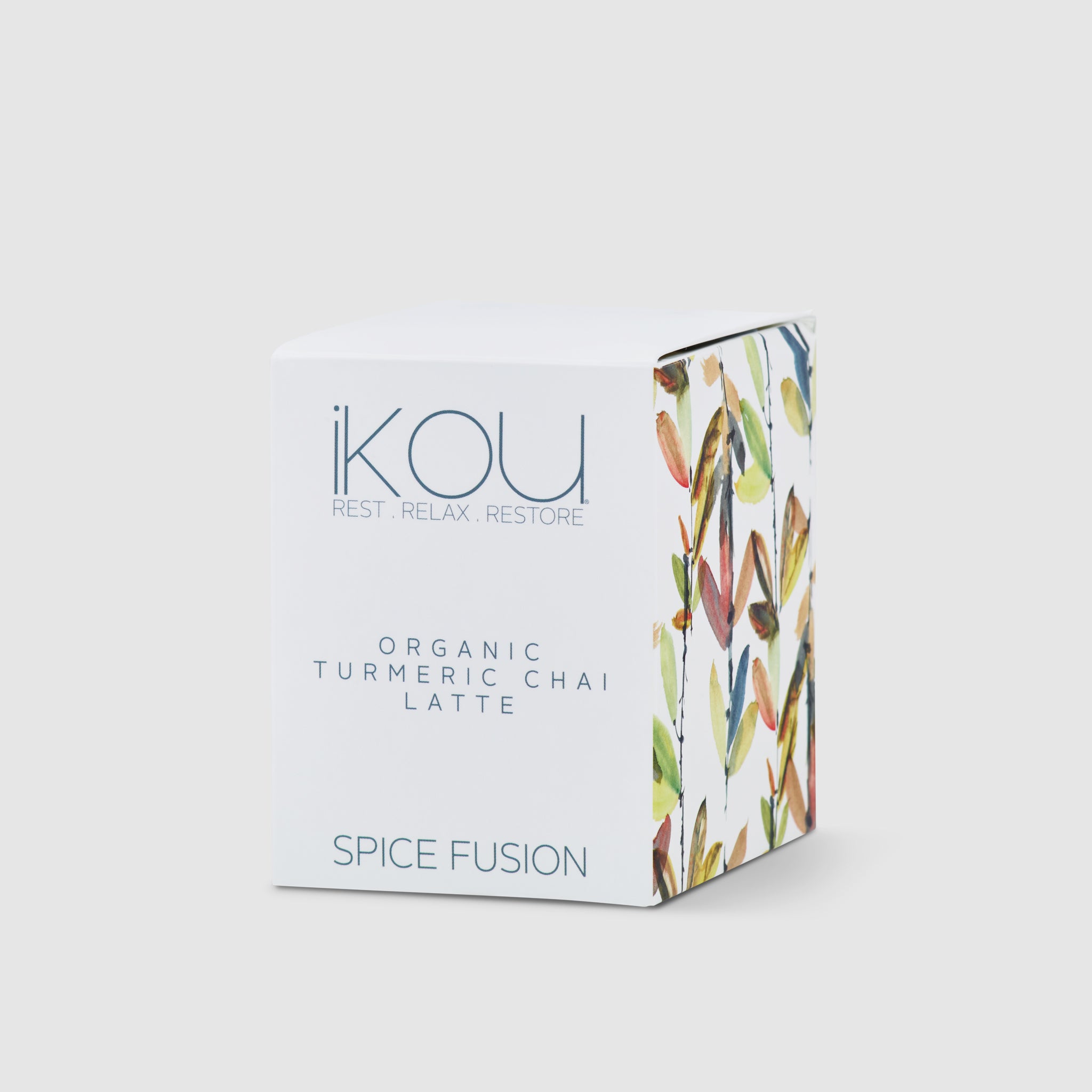 IKOU organic turmeric chai latte spice fusion packaging on a white background