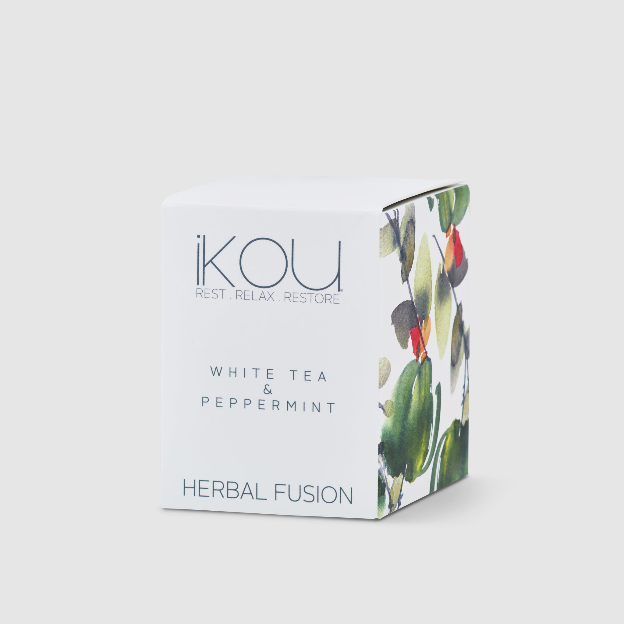 Tea box with 'ikou' branding on a white background